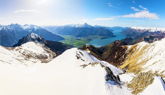 Framed Print : Aerial view of Colico, Monte Legnone and Lower Valtellina on a snowy spring, Lake Como, Lombardy, Italy Framed Print : Aerial view of Colico, Monte Legnone and Lower Valtellina on a snowy spring, Lake Como, Lombardy, Italy