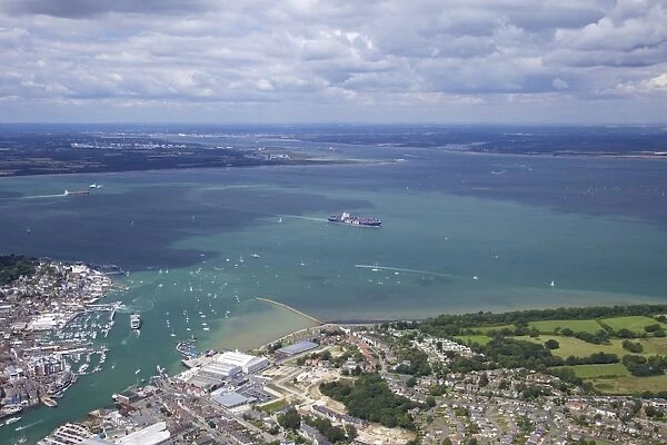 Aerial view of Cowes and the Solent, Isle of Wight, England, United Kingdom, Europe