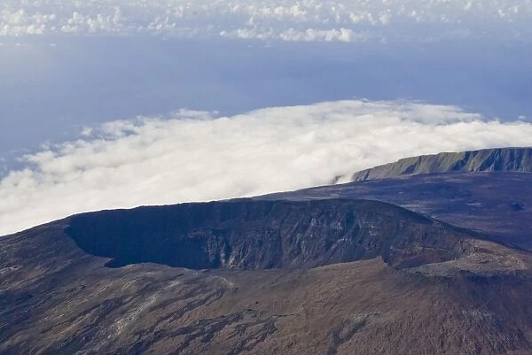 Aerial view of the crater of Piton de la Fournaise volcano, La Reunion