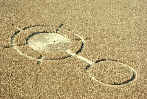Aerial view of crop circles in a wheat field, Wiltshire, England, United Kingdom, Europe
