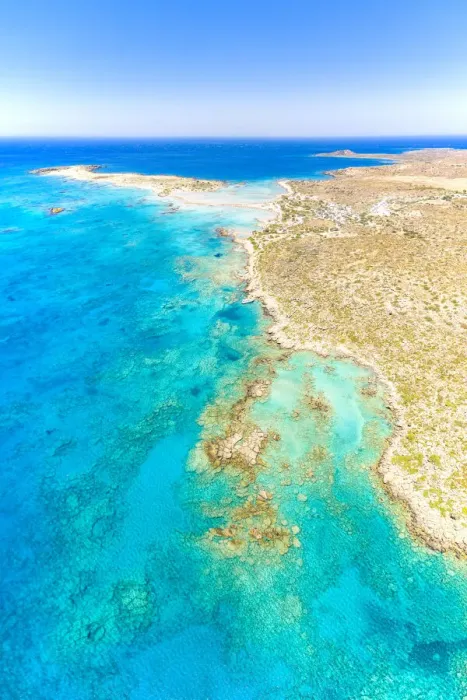 Framed Print : Aerial view of crystal transparent sea washing the sand beach of Elafonisi, Crete island, Greek Islands, Greece, Europe Framed Print : Aerial view of crystal transparent sea washing the sand beach of Elafonisi, Crete island, Greek Islands, Greece, Europe