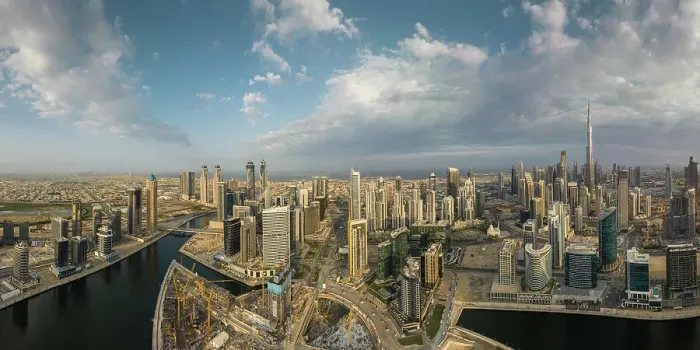 Framed Print : Aerial view of downtown Dubai, United Arab Emirates, Middle East Framed Print : Aerial view of downtown Dubai, United Arab Emirates, Middle East