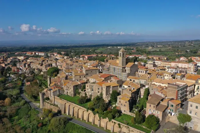 Framed Print : Aerial view by drone of Etruscan village of Vetralla, Viterbo province, Lazio, Italy Framed Print : Aerial view by drone of Etruscan village of Vetralla, Viterbo province, Lazio, Italy