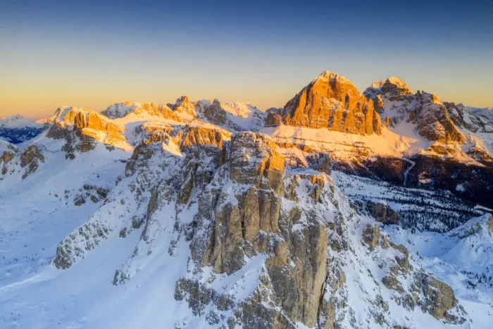 Framed Print : Aerial view by drone of snow capped Ra Gusela, Nuvolau, Averau and Tofane, Giau Pass Framed Print : Aerial view by drone of snow capped Ra Gusela, Nuvolau, Averau and Tofane, Giau Pass
