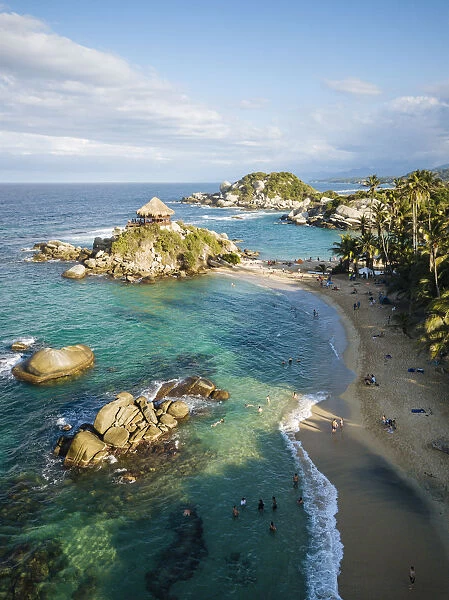 Aerial view by drone of Tayrona National Park, Magdalena Department, Caribbean, Colombia