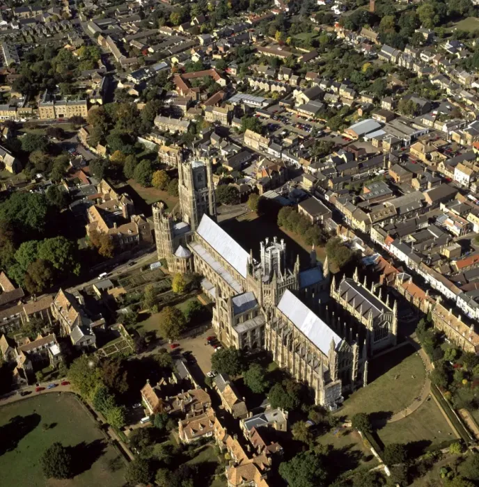 Framed Print : Aerial view of Ely Cathedral, (Cathedral Church of the Holy and Undivided Trinity)