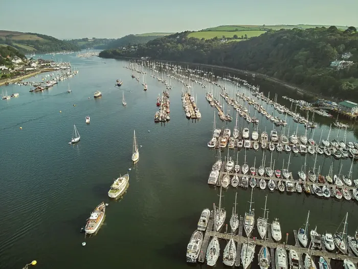 Framed Print : An aerial view of the estuary of the River Dart, with the towns of Dartmouth on the left and Kingswear on the right, south coast of Devon, England, United Kingdom, Europe Framed Print : An aerial view of the estuary of the River Dart, with the towns of Dartmouth on the left and Kingswear on the right, south coast of Devon, England, United Kingdom, Europe