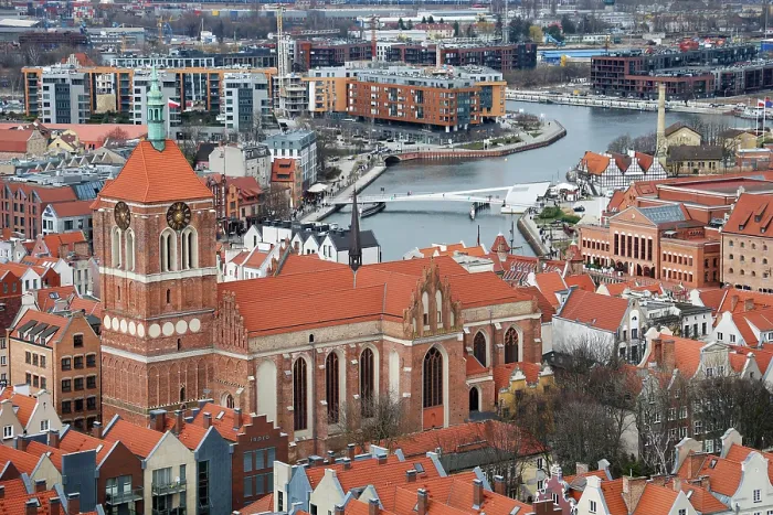 Framed Print : Aerial view of Gdansk, a city on the Baltic coast, Poland Framed Print : Aerial view of Gdansk, a city on the Baltic coast, Poland