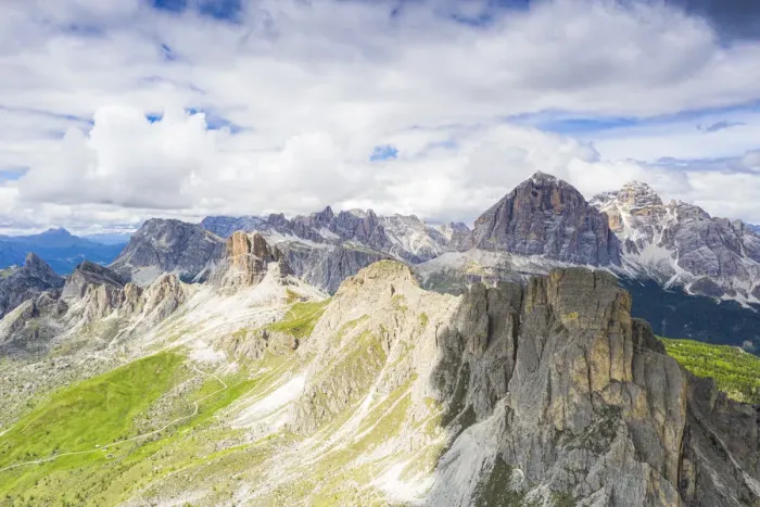 Framed Print : Aerial view of Giau Pass, Ra Gusela, Nuvolau, Averau and Tofane mountains, Dolomites Framed Print : Aerial view of Giau Pass, Ra Gusela, Nuvolau, Averau and Tofane mountains, Dolomites