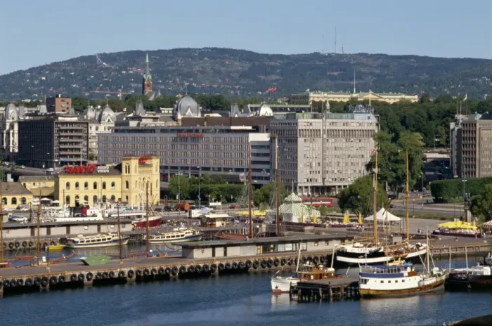 Framed Print : Aerial view over the harbour