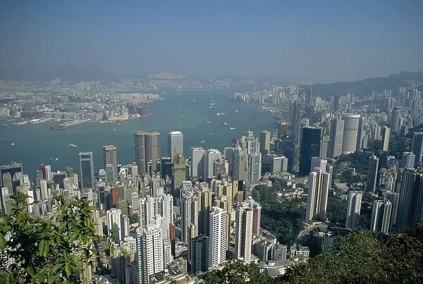 Aerial view of Hong Kong Harbour, China