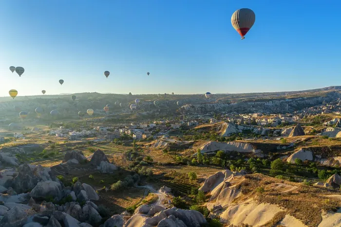 Framed Print : Aerial view of hot air balloons over rock formations at sunrise, Goreme, Goreme Historical National Park, UNESCO World Heritage Site, Cappadocia, Central Anatolia Region, Anatolia, Turkey, Asia Minor, Asia Framed Print : Aerial view of hot air balloons over rock formations at sunrise, Goreme, Goreme Historical National Park, UNESCO World Heritage Site, Cappadocia, Central Anatolia Region, Anatolia, Turkey, Asia Minor, Asia