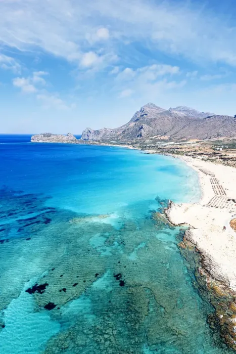 Framed Print : Aerial view of the idyllic sandy beach of Falasarna facing the crystal blue sea Framed Print : Aerial view of the idyllic sandy beach of Falasarna facing the crystal blue sea