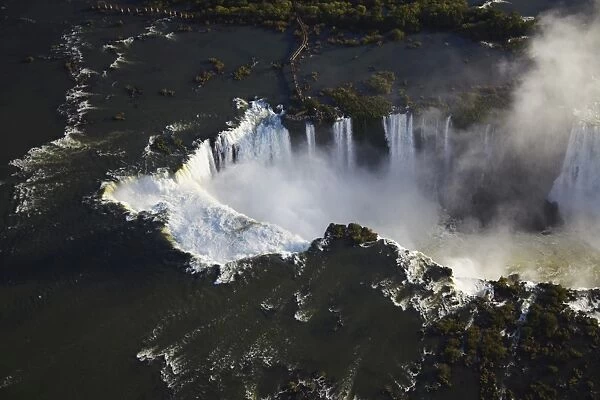 Aerial view of Iguacu Falls, Iguacu National Park, UNESCO World Heritage Site, Parana, Brazil, South America