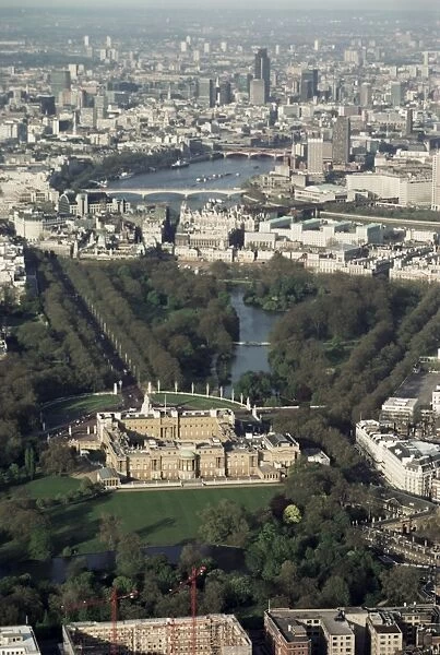 Aerial view including Buckingham Palace, London, England, United Kingdom, Europe