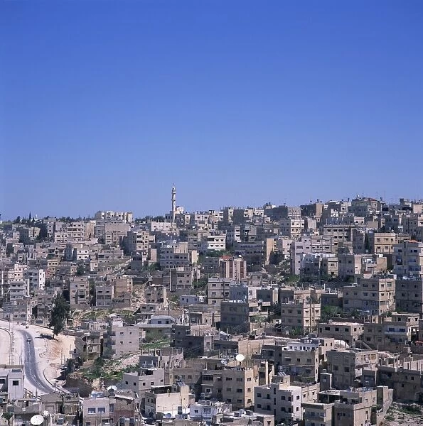 Aerial view over the Jebel al-Hussein area of Amman