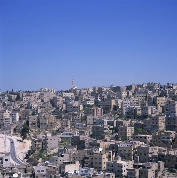 Framed Print : Aerial view over the Jebel al-Hussein area of Amman Framed Print : Aerial view over the Jebel al-Hussein area of Amman