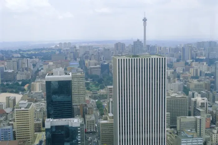 Framed Print : Aerial view of Johannesburg city centre