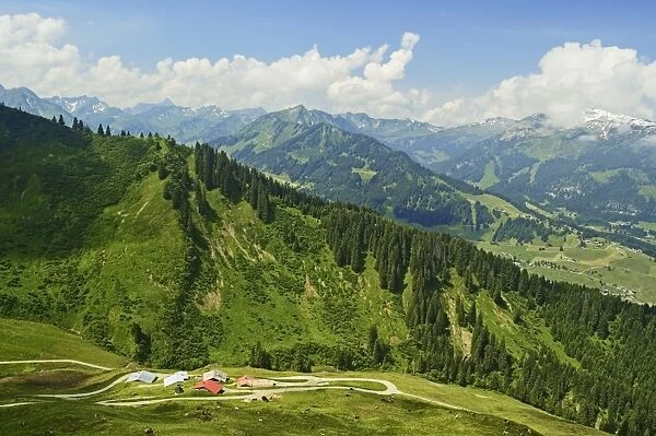 Aerial view of the Kleines Walsertal, Austria, Europe