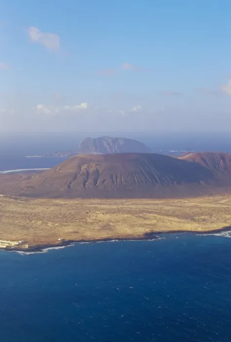 Framed Print : Aerial view of La Graciosa Island volcanoes from El Mirador del Rio, Lanzarote Framed Print : Aerial view of La Graciosa Island volcanoes from El Mirador del Rio, Lanzarote