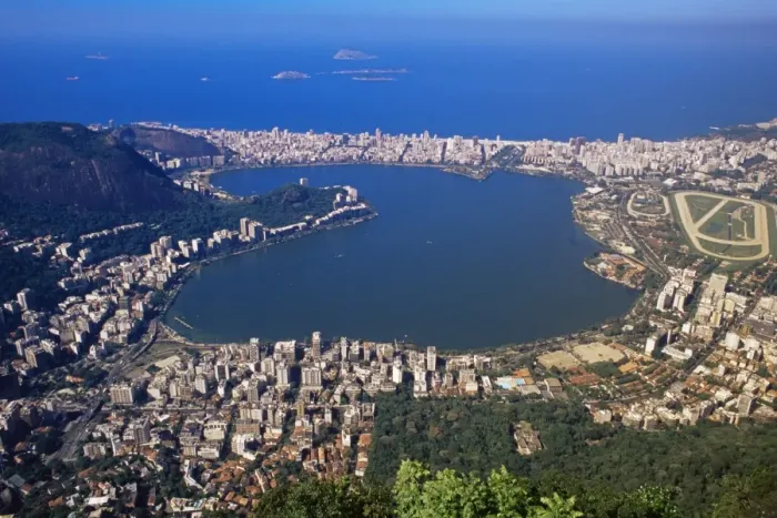 Framed Print : Aerial view of Lago Rodrigo de Freitas and the quarter of Ipanema, Rio de Janeiro Framed Print : Aerial view of Lago Rodrigo de Freitas and the quarter of Ipanema, Rio de Janeiro
