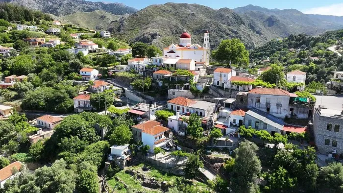 Framed Print : Aerial view of Lakki village, Crete, Greek Islands, Greece, Europe Framed Print : Aerial view of Lakki village, Crete, Greek Islands, Greece, Europe