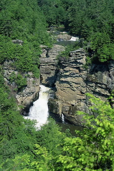 Aerial view over Linville Falls