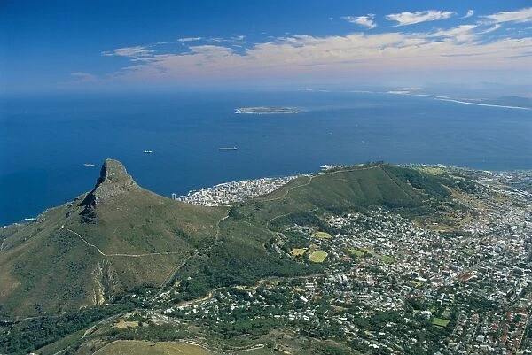 Aerial view over Lions Head from Table Mountain