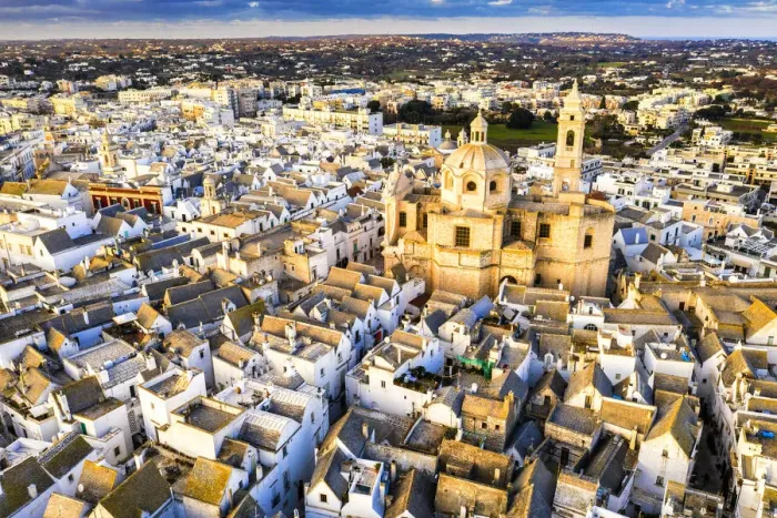 Framed Print : Aerial view of Locorotondo church at sunset, Locorotondo, Apulia, Italy, Europe Framed Print : Aerial view of Locorotondo church at sunset, Locorotondo, Apulia, Italy, Europe