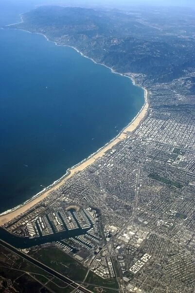 Aerial view of Los Angeles with Marina del Rey below, California, United States of America