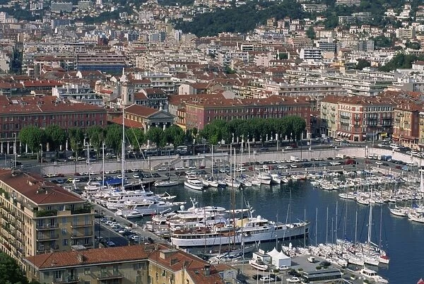 Aerial view over the marina, Nice, Alpes Maritimes, French Riviera, Provence