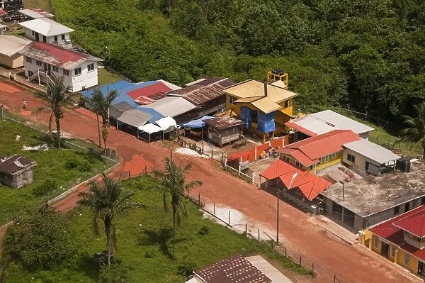 Aerial view of the mining town of Mahdia, Guyana, South America