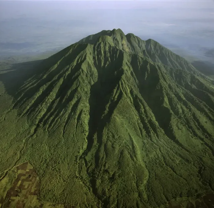 Framed Print : Aerial view of Mount Sabyinyo, an extinct volcano and oldest of the Virunga Mountains Framed Print : Aerial view of Mount Sabyinyo, an extinct volcano and oldest of the Virunga Mountains
