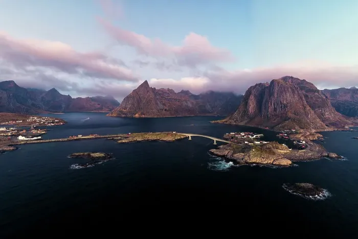 Framed Print : Aerial view of mountains and sea surrounding the fishing village of Hamnoy, Reine, Lofoten Islands, Nordland, Norway, Scandinavia, Europe Framed Print : Aerial view of mountains and sea surrounding the fishing village of Hamnoy, Reine, Lofoten Islands, Nordland, Norway, Scandinavia, Europe