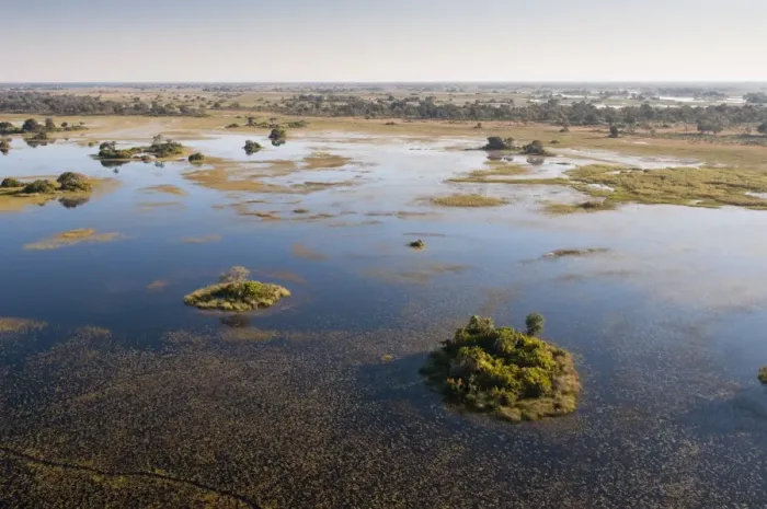 Framed Print : Aerial view of Okavango Delta, Botswana, Africa Framed Print : Aerial view of Okavango Delta, Botswana, Africa