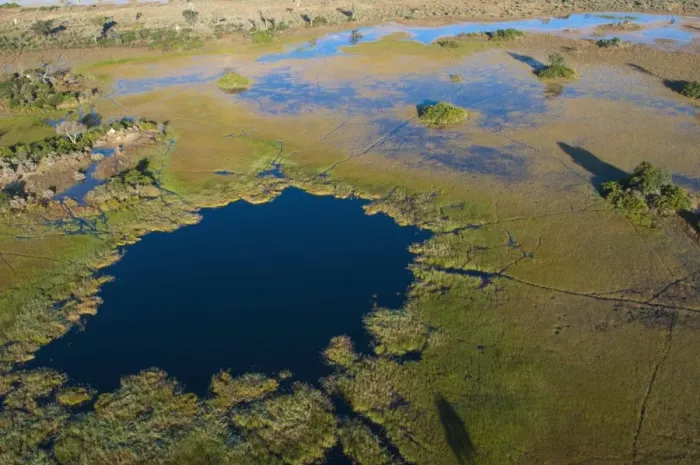 Framed Print : Aerial view of Okavango Delta, Botswana, Africa Framed Print : Aerial view of Okavango Delta, Botswana, Africa