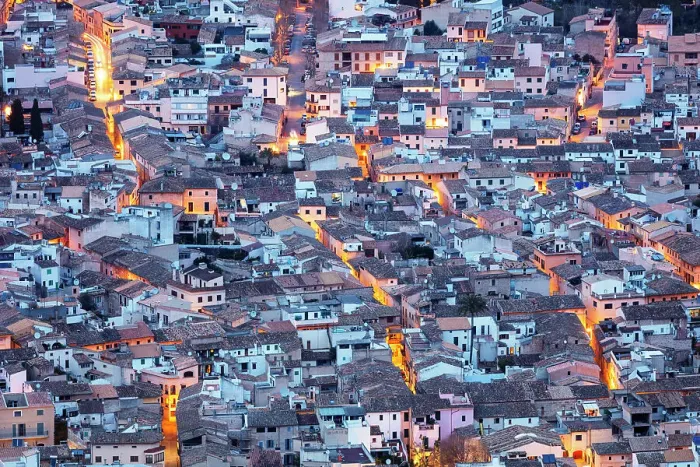 Framed Print : Aerial view of old town, Pollenca, Majorca, Balearic Islands, Spain, Mediterranean Framed Print : Aerial view of old town, Pollenca, Majorca, Balearic Islands, Spain, Mediterranean