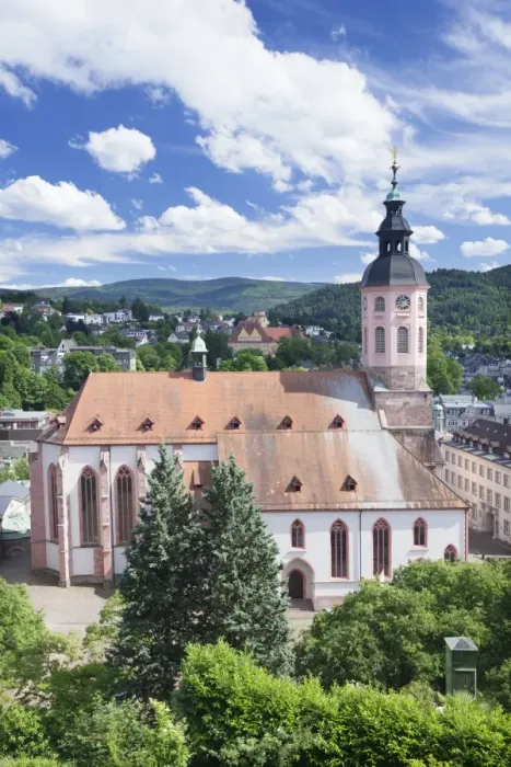 Framed Print : Aerial view of the old town with Stiftskirche collegiate church, Baden-Baden, Black Forest, Baden Wurttemberg, Germany, Europe Framed Print : Aerial view of the old town with Stiftskirche collegiate church, Baden-Baden, Black Forest, Baden Wurttemberg, Germany, Europe