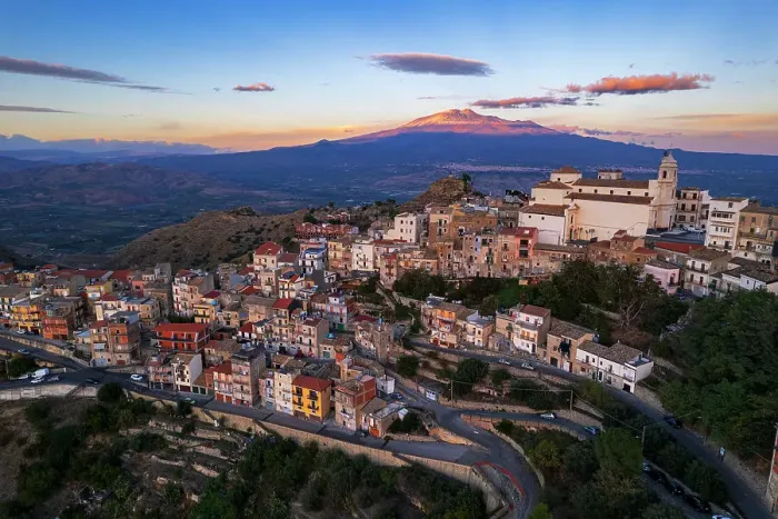 Framed Print : Aerial view of the old village of Centuripe with Mount Etna volcano Etna covered with snow and lit from the sunset, Centuripe, Enna province, Sicily, Italy, Mediterranean, Europe Framed Print : Aerial view of the old village of Centuripe with Mount Etna volcano Etna covered with snow and lit from the sunset, Centuripe, Enna province, Sicily, Italy, Mediterranean, Europe