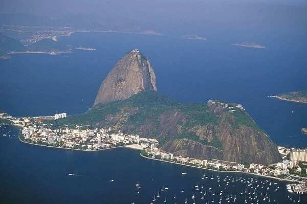 Aerial view of Pao de Acucar (Sugar Loaf mountain), Rio de Janeiro, Brazil, South America