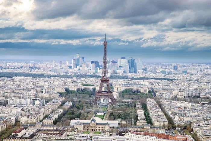 Framed Print : Aerial view of Paris with Eiffel Tower, Paris, France Framed Print : Aerial view of Paris with Eiffel Tower, Paris, France