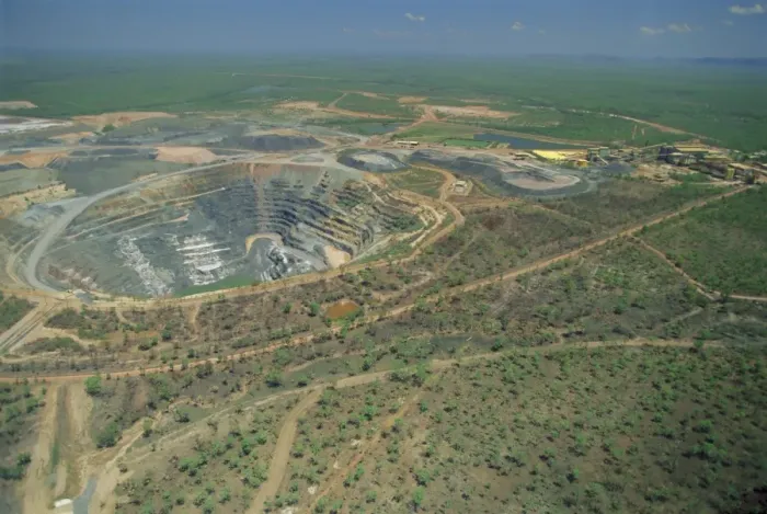 Framed Print : Aerial view of one of only three permitted uranium mines in Australia Framed Print : Aerial view of one of only three permitted uranium mines in Australia