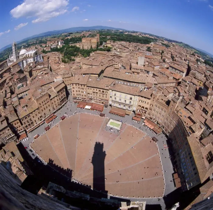 Framed Print : Aerial view of the Piazza del Campo and the town of Siena Framed Print : Aerial view of the Piazza del Campo and the town of Siena