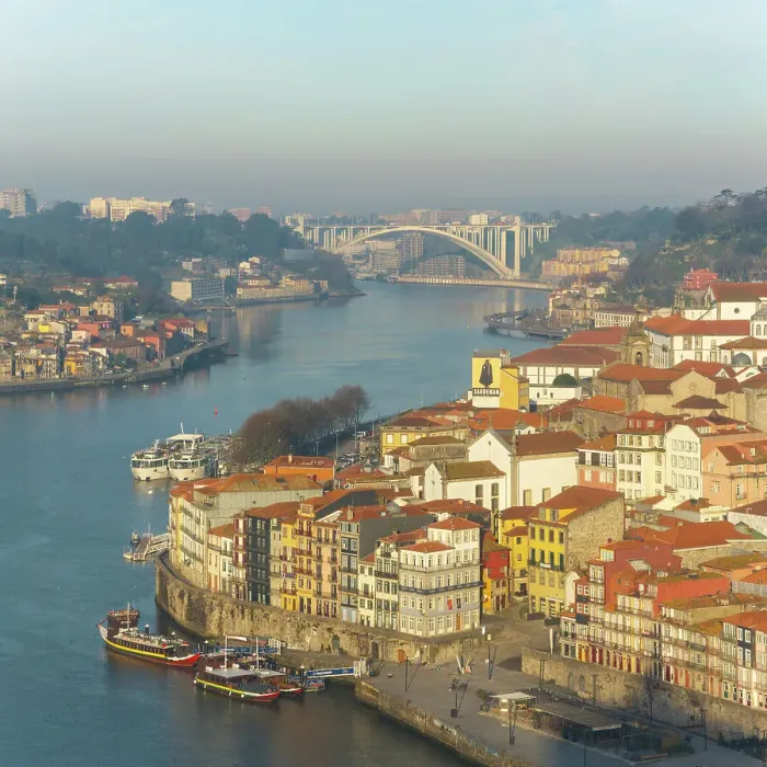 Framed Print : Aerial view of Porto at dawn, Porto, Norte, Portugal, Europe Framed Print : Aerial view of Porto at dawn, Porto, Norte, Portugal, Europe