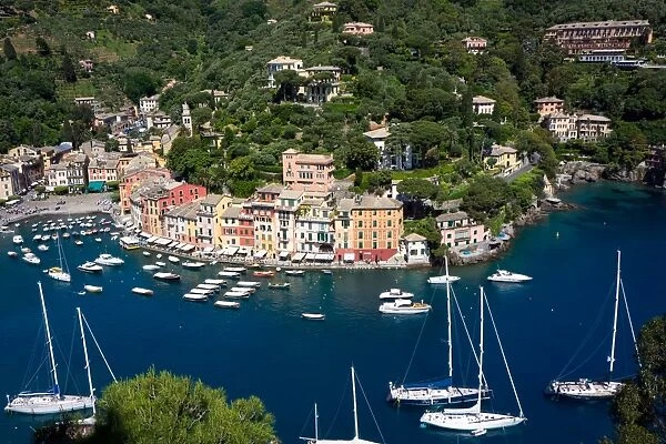 Aerial view, Portofino, Liguria, Italy, Europe