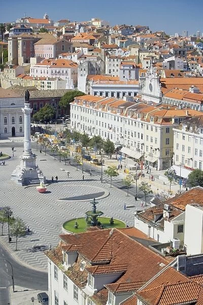 Aerial view of Praca Dom Pedro IV (Rossio Square) and city centre