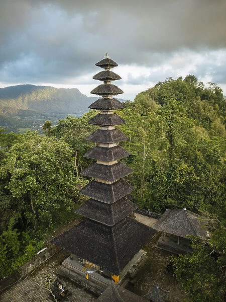 Aerial view of Pura Bukit Sangkan Gunung, Sidemen, Bali, Indonesia, Southeast Asia, Asia