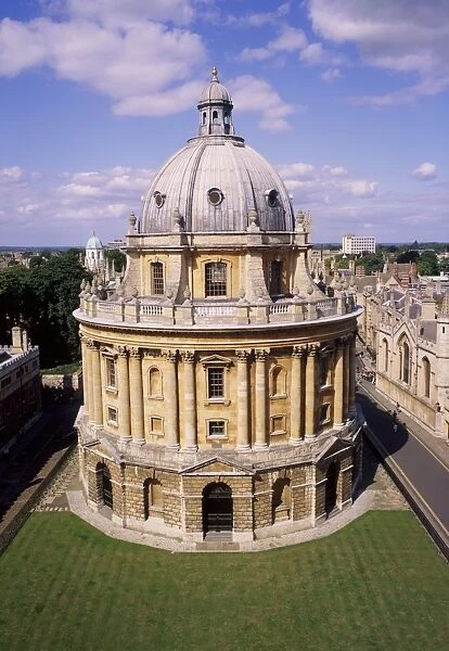 Aerial view over the Radcliffe Camera, Oxford, Oxfordshire, England, UK