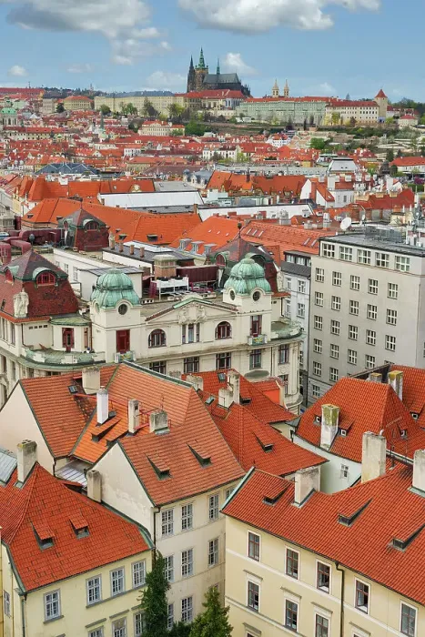 Framed Print : Aerial view over the red roofs of Prague, the Castle and the Cathedral, UNESCO World Heritage Site, Prague, Bohemia, Czech Republic (Czechia), Europe Framed Print : Aerial view over the red roofs of Prague, the Castle and the Cathedral, UNESCO World Heritage Site, Prague, Bohemia, Czech Republic (Czechia), Europe