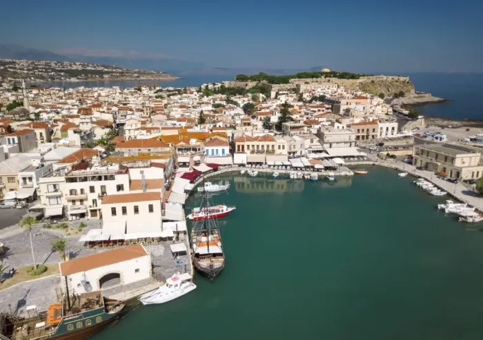 Framed Print : Aerial view of Rethymno old town, Venetian Harbour and fortress, Crete Island, Greek Islands Framed Print : Aerial view of Rethymno old town, Venetian Harbour and fortress, Crete Island, Greek Islands